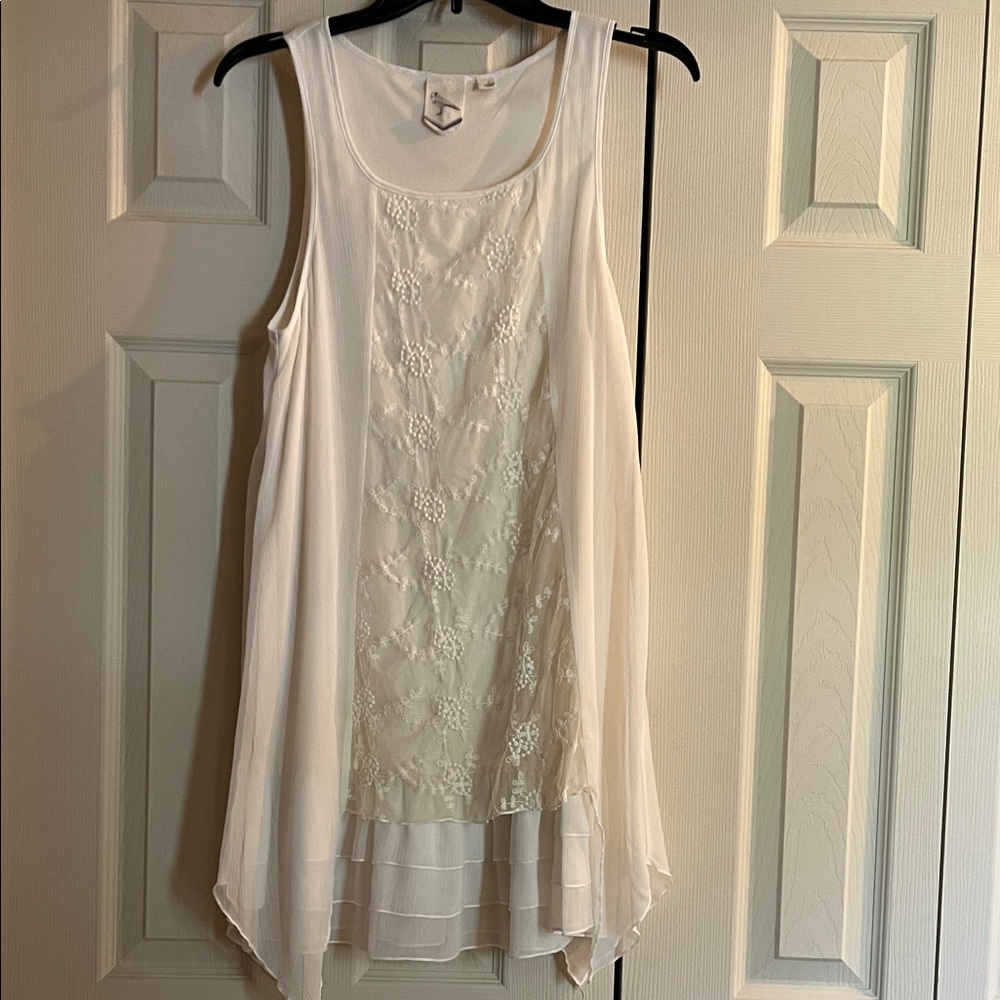 Anthropologie White Lace Sleeveless Dress Bird Label